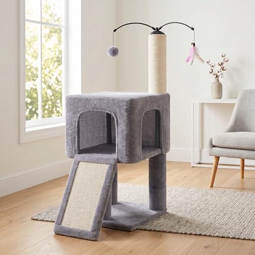 Gray two level cat condo with ramp — photo 3