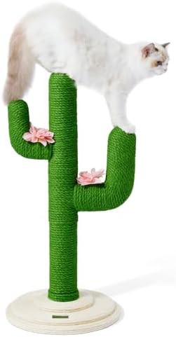 Green cactus shaped jute scratching post