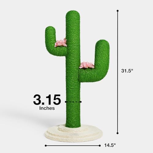 Green cactus shaped jute scratching post — photo 3