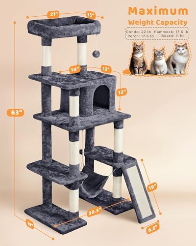 Sturdy large cat tower with hammock — photo 4