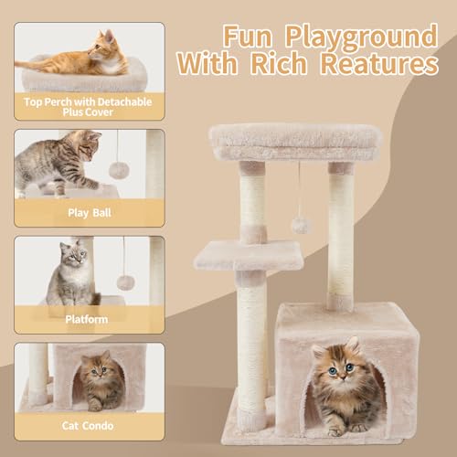 Cute Cat Tree Kitten Cat Tower Condo Cat Furniture Sisal Scratching — photo 5
