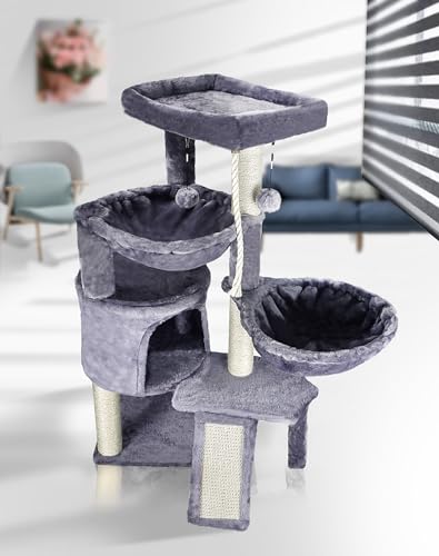 Three Layer Cat Tree with Cat Condo and Two Hammocks — photo 5