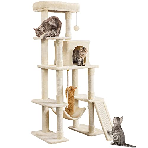 63in Sturdy Large Cat Tree for Indoor Heavy Cats