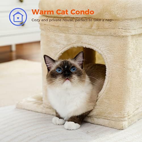 Small beige cat tower with private condo — photo 3
