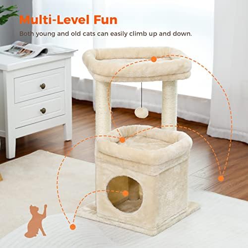 Small beige cat tower with private condo — photo 5