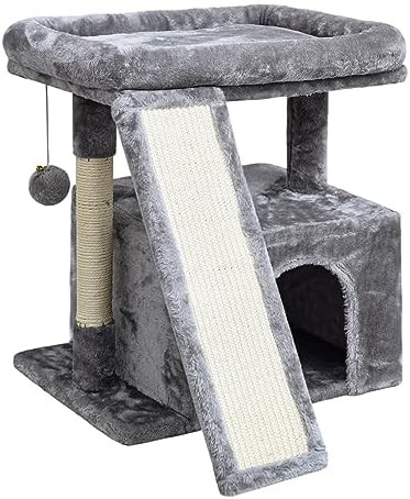 Light grey small kitten tower with condo