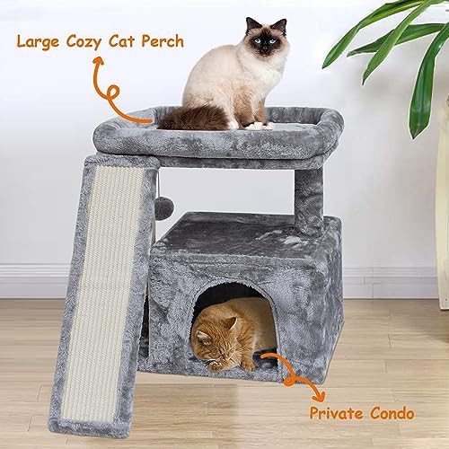 Light grey small kitten tower with condo — photo 4