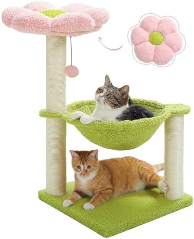 Pink flower tower with sisal posts