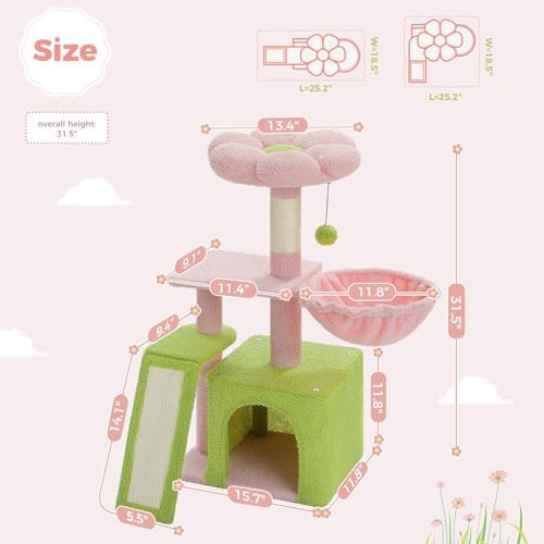 Pink cactus kitten tree with ramp — photo 4