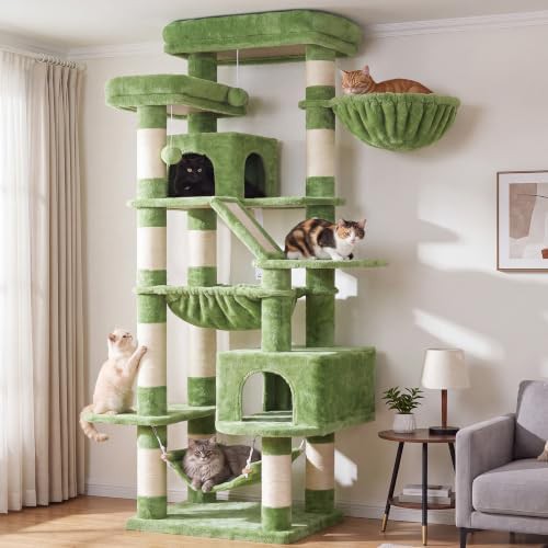 Tall grey cat tower with two perches