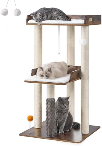 Modern cat tree with large platforms