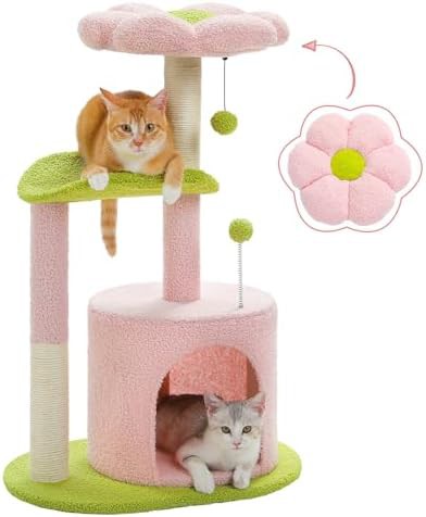 Small pink flower tower with curved bed