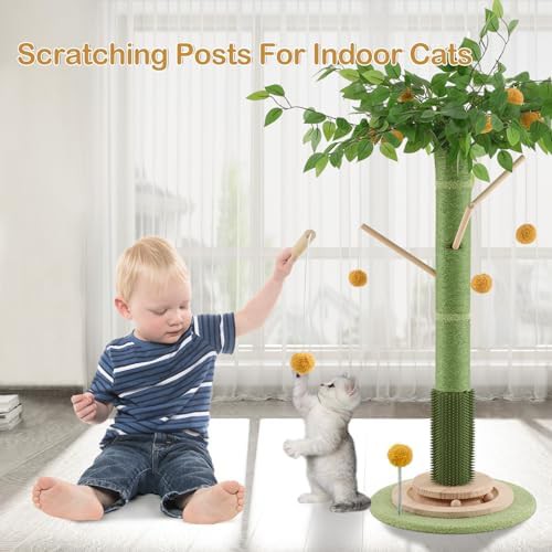 Tall natural sisal scratching post tree — photo 4