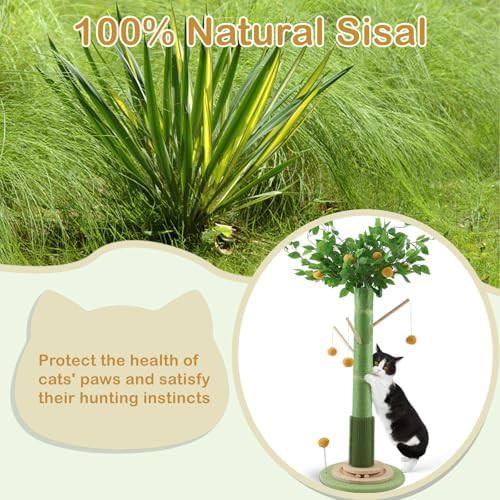 Tall natural sisal scratching post tree — photo 5