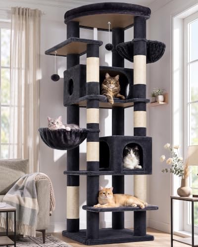 74in Heavy Duty Cat Tree Tower for Indoor Cats Large Adult