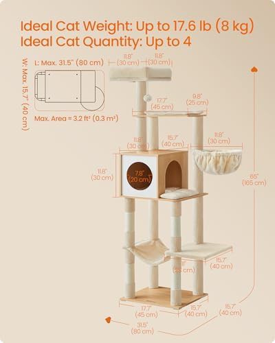 Tall multi level cat tower with hammock cave — photo 5
