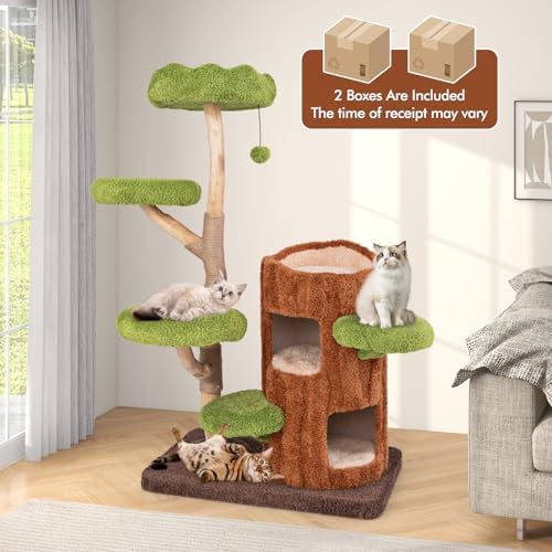 Wooden cat tree with double decker house — photo 3