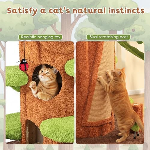 Tall green cat tree with private condo — photo 4