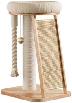 Small wooden cat tree with angled ramp