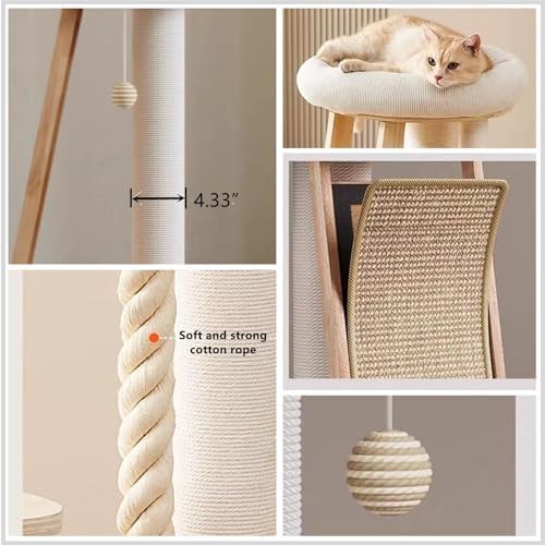 Small wooden cat tree with angled ramp — photo 3