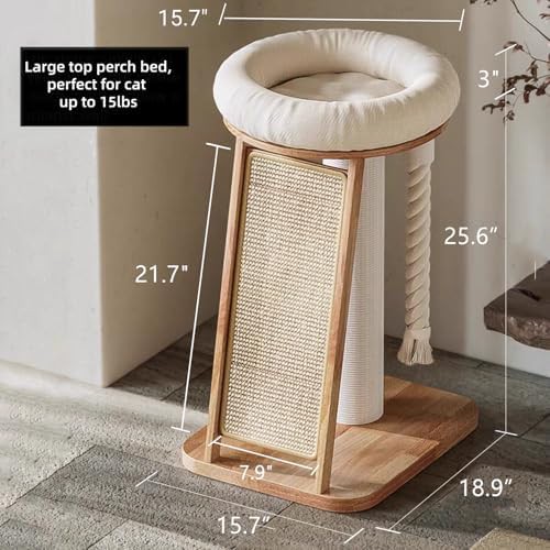 Small wooden cat tree with angled ramp — photo 4