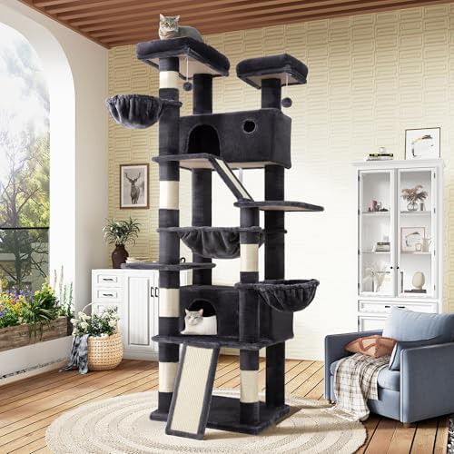 Heavy duty dark grey tall cat condo