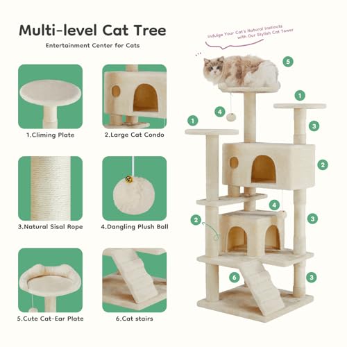 54-inch Cat Tree Tower with Scratching Posts — photo 3