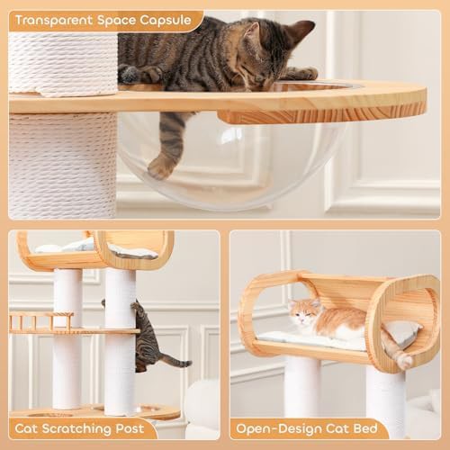 Tall wooden cat tower with stairs — photo 5