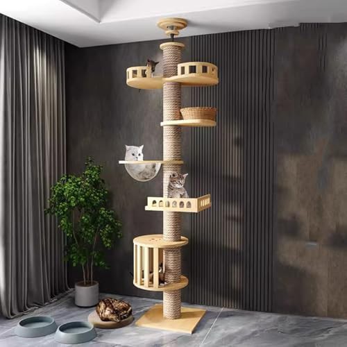 Adjustable floor to ceiling sisal cat tower