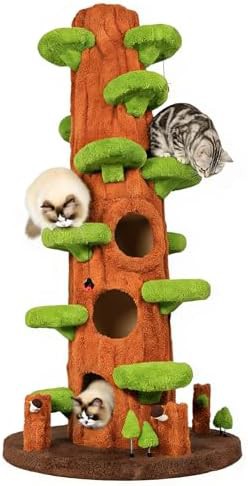 Tall multi level cat playhouse with condo