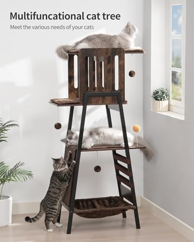 Solid wood cat tower with large hammock — photo 3