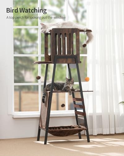 Solid wood cat tower with large hammock — photo 4