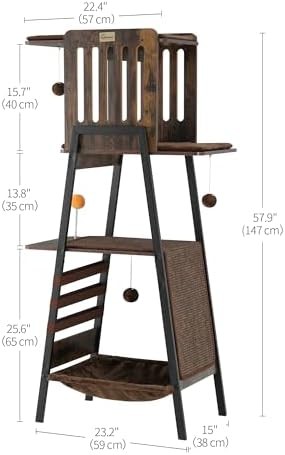 Solid wood cat tower with large hammock — photo 5