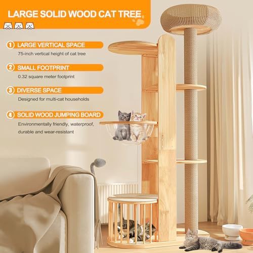 Solid wood tower for large cats — photo 3