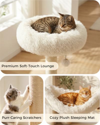 Modern cat tree with grooming brush — photo 3