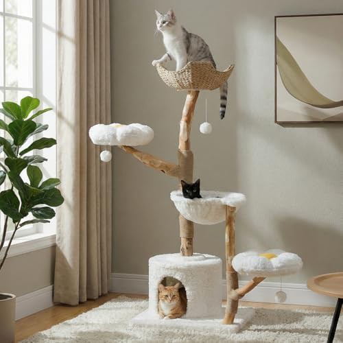 Boho style white tree with real branch