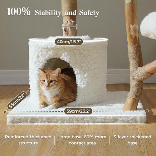 Tall natural wood and white cat tower — photo 3