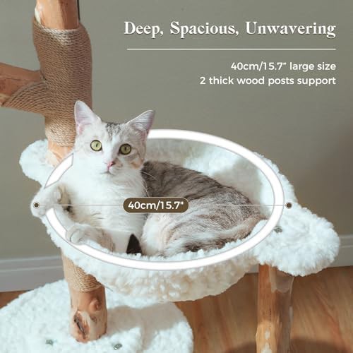 Tall natural wood and white cat tower — photo 4