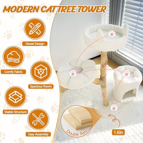 Modern wood cat tower with flower bed — photo 4