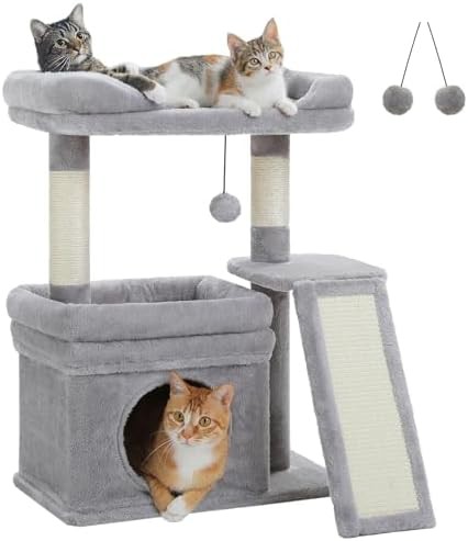 Gray aesthetic small cat tower