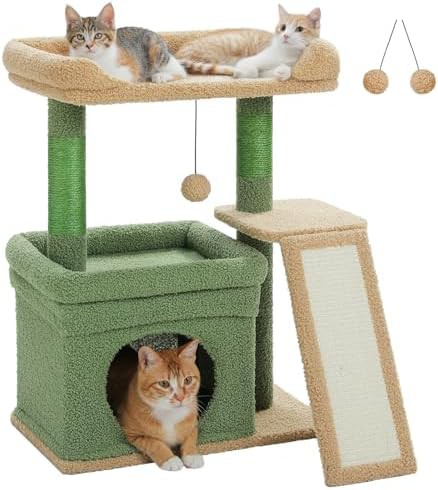 Green small activity tower for kittens