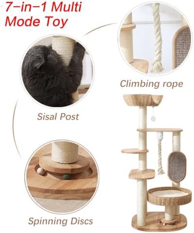 Solid wood tall modern tower for cats — photo 4
