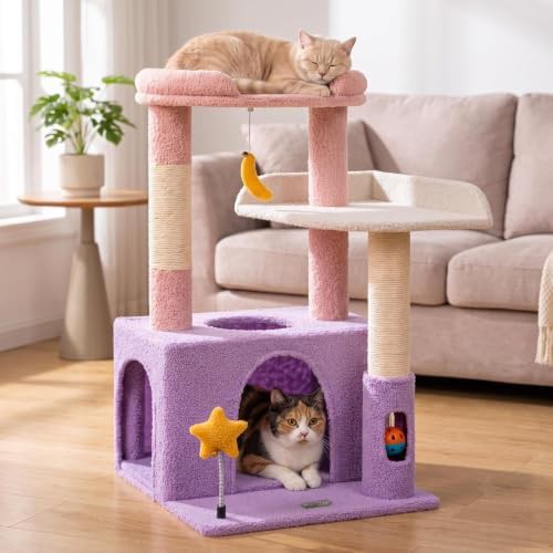 Corner fit kitten tower with condo