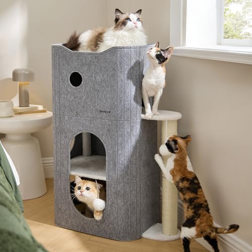 3-Level Cat Tree for Indoor Cats with Scratching Post — photo 4
