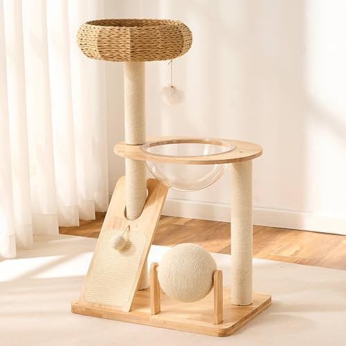 Solid wood 36.6 inch modern cat tree