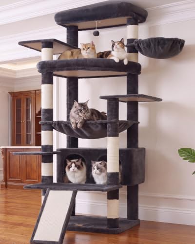Plush multi level tower for large cats