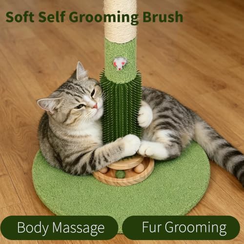 Green sisal scratching post with toys — photo 5