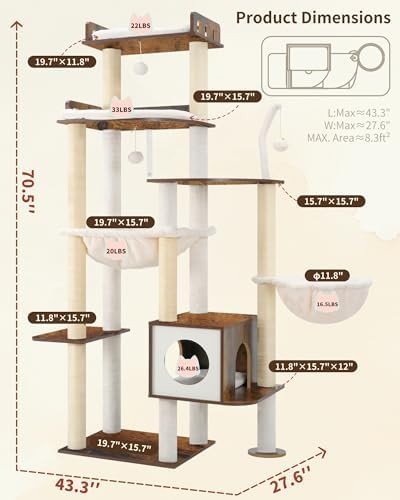 Modern wood tall tower for large cats — photo 3