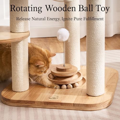 Modern oak scratching tower with capsule — photo 5
