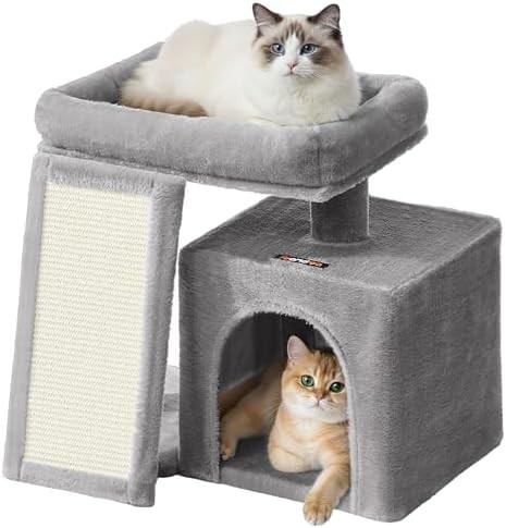 Dove gray small kitten tower with condo